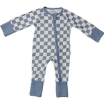 Blue Checkered Bamboo Zipper | The Blue Checkered Bamboo Zipper pajamas are a must-have for your baby's wardrobe. Made from soft bamboo fabric, these gender-neutral footed pajamas feature a convenient double zipper design that allows for easy diaper chang
