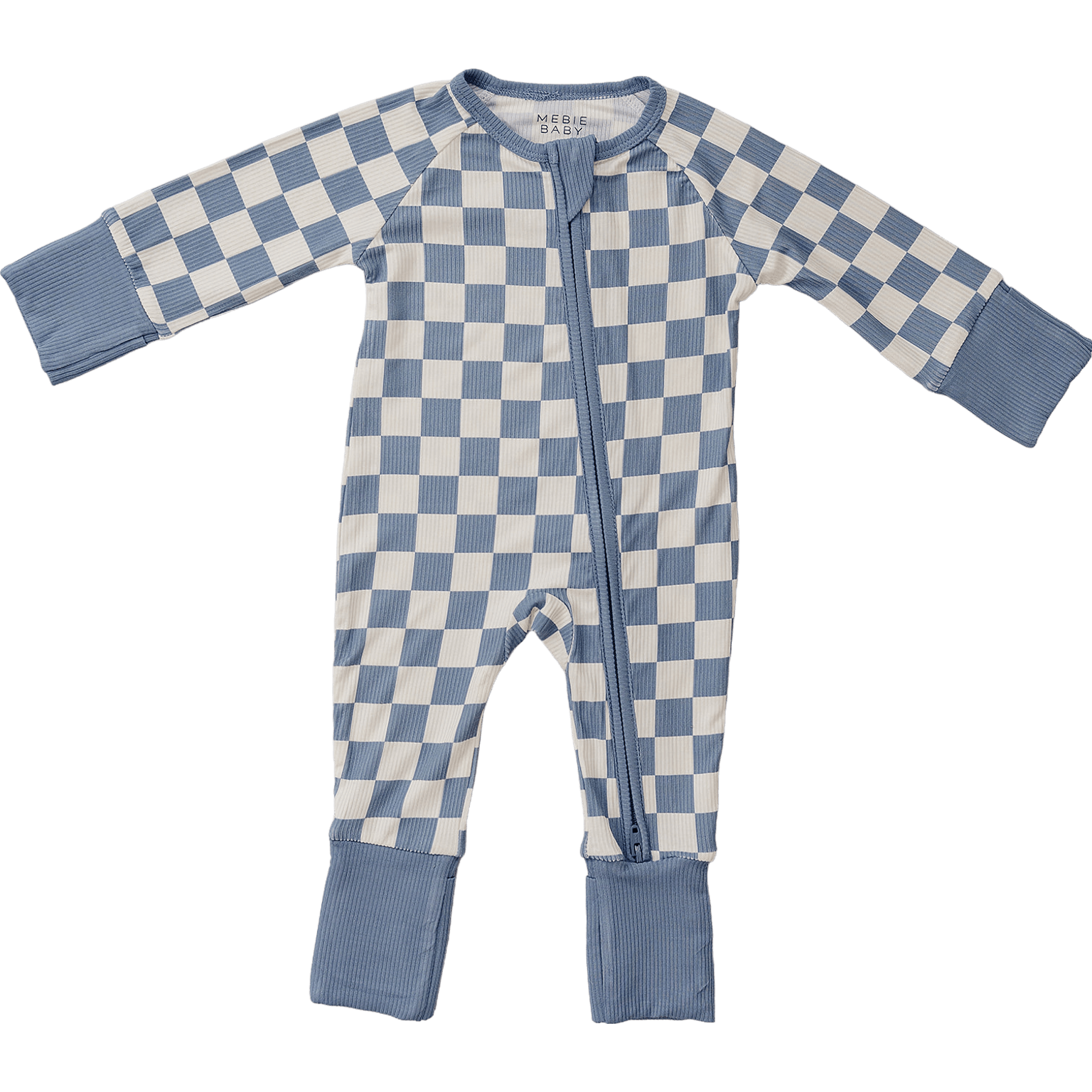 Blue Checkered Bamboo Zipper | The Blue Checkered Bamboo Zipper pajamas are a must-have for your baby's wardrobe. Made from soft bamboo fabric, these gender-neutral footed pajamas feature a convenient double zipper design that allows for easy diaper chang