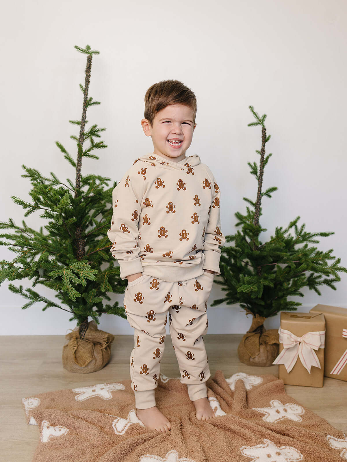 Gingerbread Hooded French Terry Set | Milk & Baby