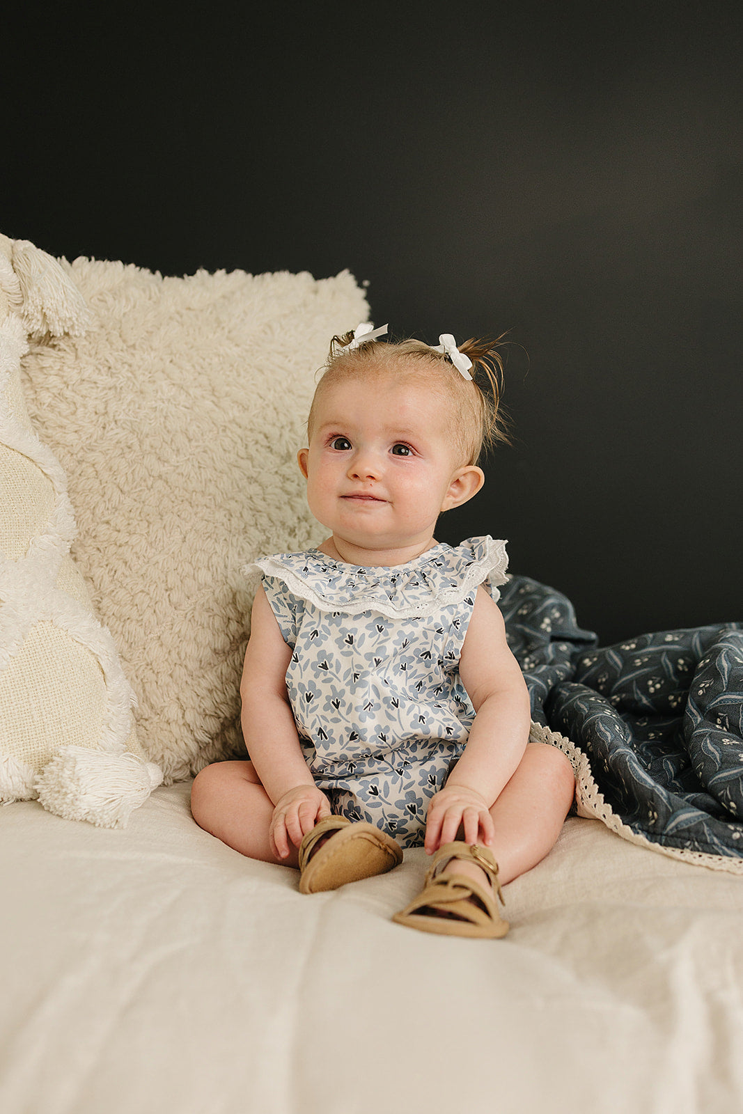 Blue Blossom Bubble Romper | Milk & Baby