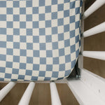Blue Checkered Ribbed Bamboo Stretch Crib Sheet | Milk & Baby