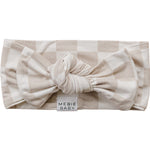 Taupe Checkered Bamboo Head Wrap | Milk & Baby
