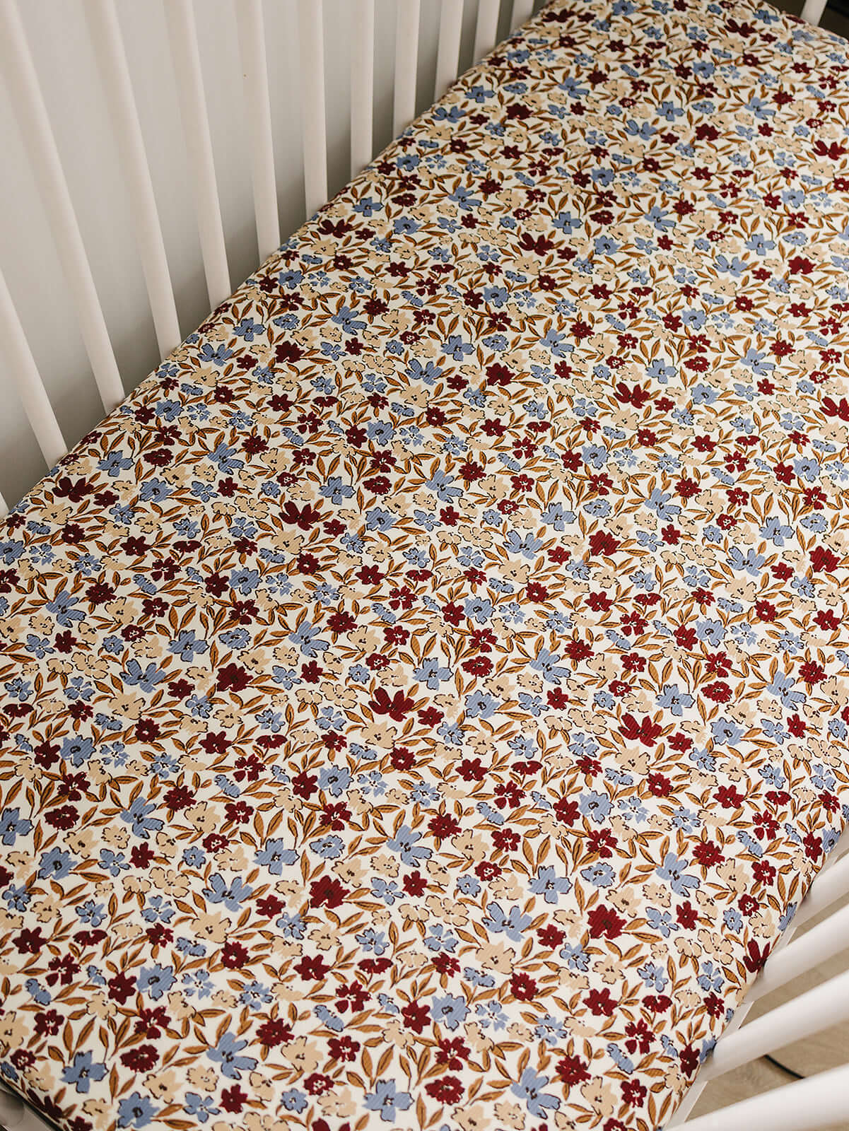 Desert Floral Ribbed Bamboo Stretch Crib Sheet | Milk & Baby