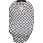 Blue Checkered Ribbed Bamboo Multi-Use Cover | Milk & Baby
