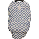 Blue Checkered Ribbed Bamboo Multi-Use Cover | Milk & Baby