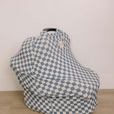 Blue Checkered Ribbed Bamboo Multi-Use Cover | Milk & Baby
