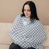 Blue Checkered Ribbed Bamboo Multi-Use Cover | Milk & Baby