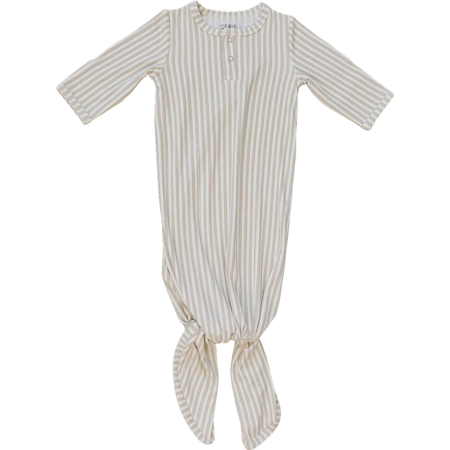 Taupe Stripe Ribbed Bamboo Knot Gown | Milk & Baby