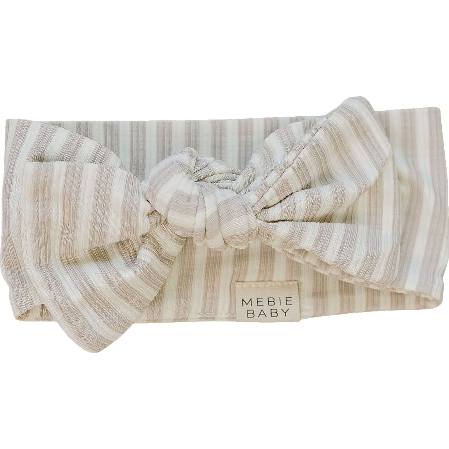 Taupe Stripe Ribbed Bamboo Head Wrap | Milk & Baby