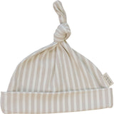 Taupe Stripe Ribbed Bamboo Newborn Knot Hat | Milk & Baby