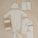 Taupe Stripe Ribbed Bamboo Knot Gown