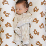 Taupe Stripe Ribbed Bamboo Zipper | Milk & Baby