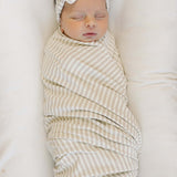Taupe Stripe Ribbed Bamboo Head Wrap | Milk & Baby