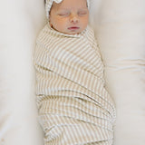 Taupe Stripe Ribbed Bamboo Head Wrap
