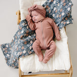 Dusty Rose Organic Cotton Ribbed Zipper