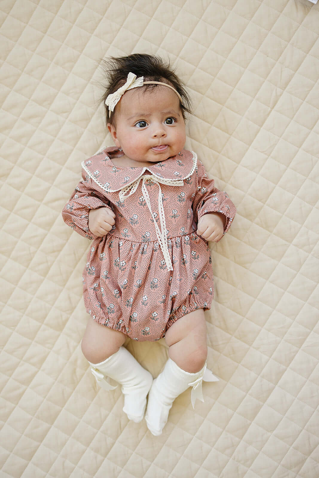 Vintage Pink Floral Bubble Romper | Milk & Baby