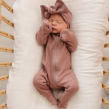 Dusty Rose Organic Cotton Ribbed Zipper