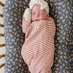 Pink Stripes Muslin Swaddle Blanket | Milk & Baby