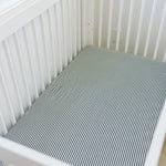 Green Stripes Muslin Crib Sheet | Milk & Baby