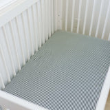 Green Stripes Muslin Crib Sheet | Milk & Baby