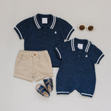 Collared Sailboat Knit Short Romper