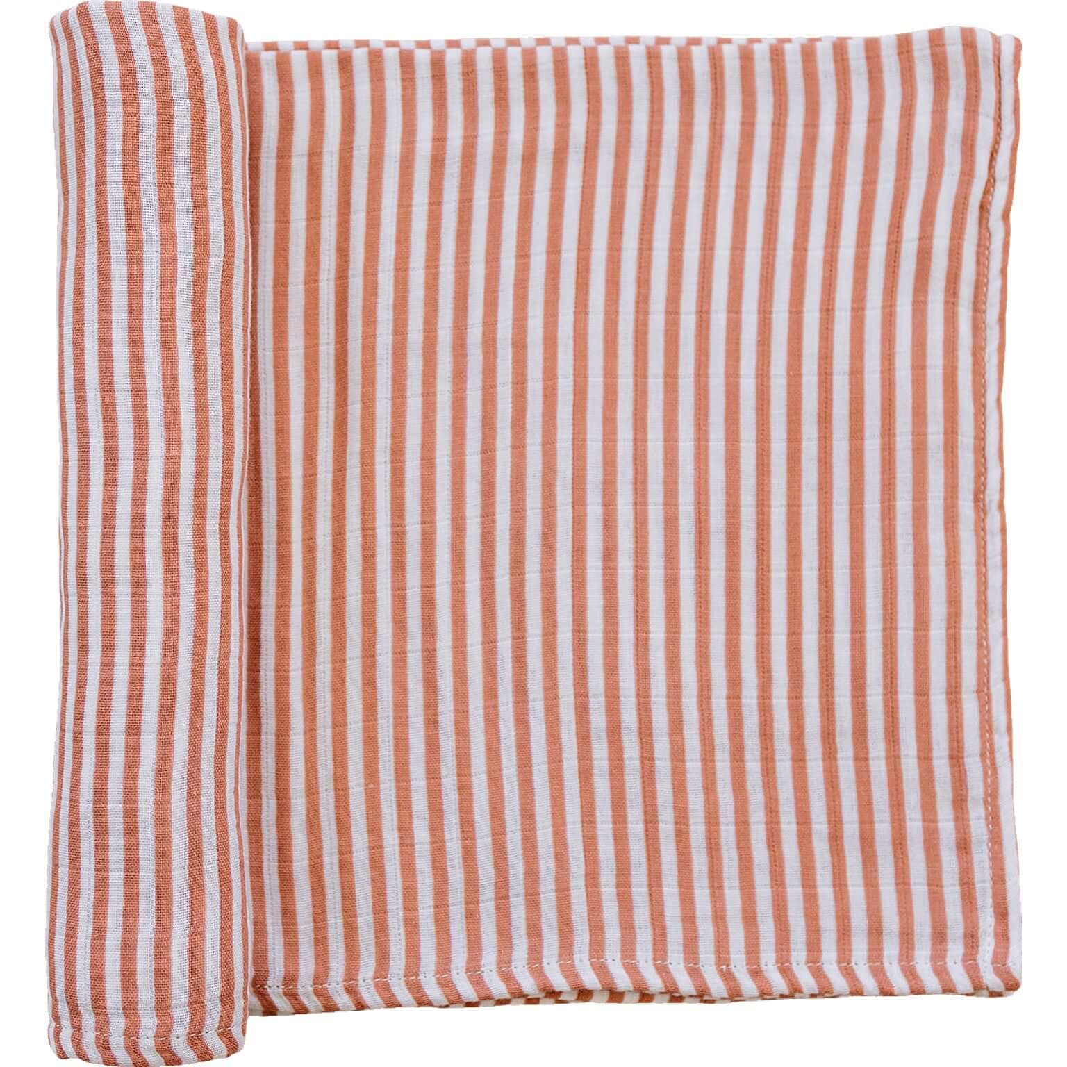 Pink Stripes Muslin Swaddle Blanket | Milk & Baby