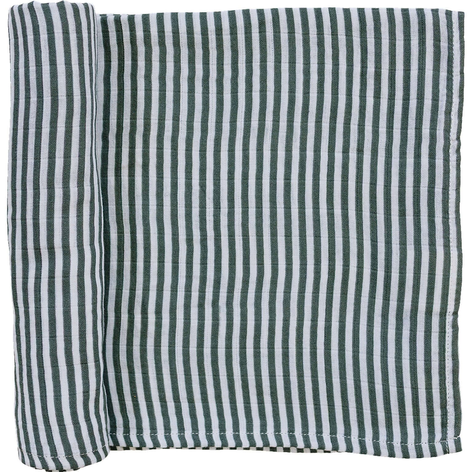 Green Stripes Muslin Swaddle Blanket | Milk & Baby