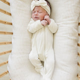 Cream Ribbed Bamboo Zipper