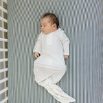 Green Stripes Muslin Crib Sheet | Milk & Baby