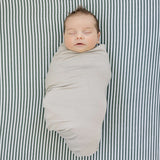 Green Stripes Muslin Crib Sheet | Milk & Baby