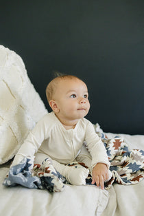 Cream Ribbed Bamboo Zipper | Milk & Baby