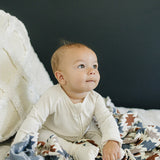 Cream Ribbed Bamboo Zipper