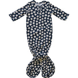 Navy Daisy Ribbed Bamboo Knot Gown | Milk & Baby