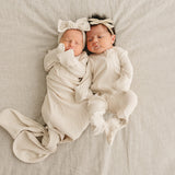 Cream Ribbed Bamboo Zipper