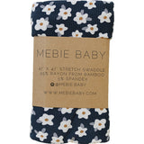 Navy Daisy Ribbed Bamboo Stretch Swaddle | Milk & Baby