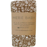 Brown Floral Ribbed Bamboo Stretch Swaddle | Milk & Baby