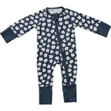 Navy Daisy Ribbed Bamboo Zipper | Milk & Baby