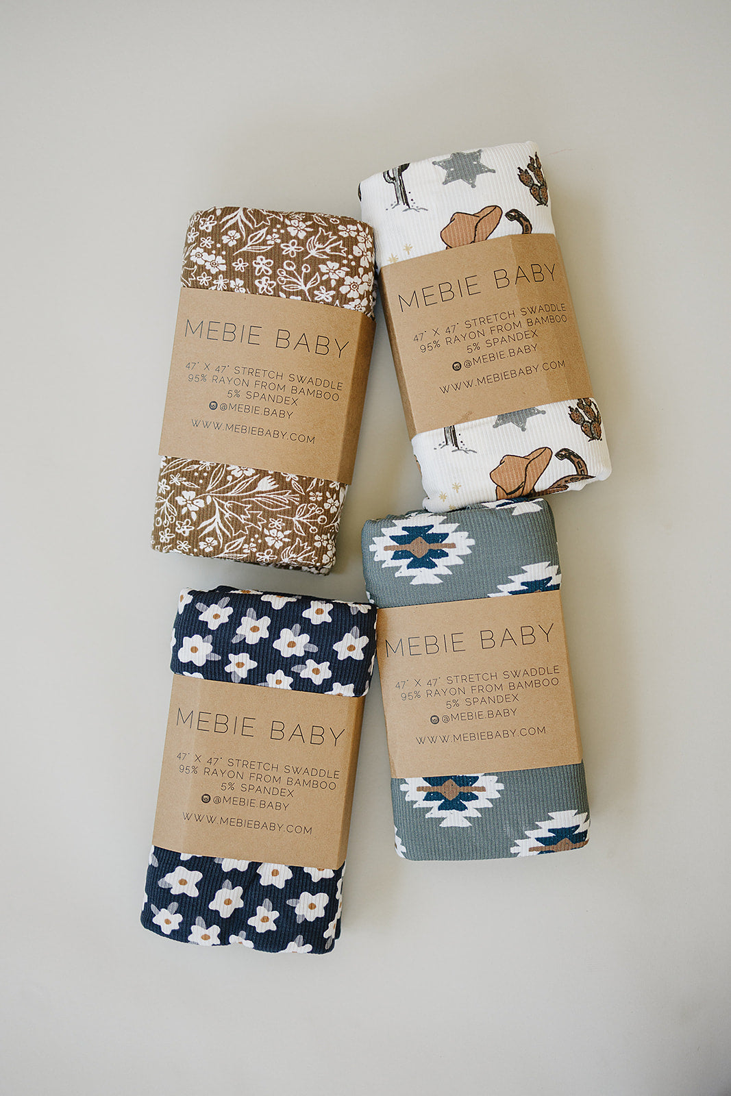 Navy Daisy Ribbed Bamboo Stretch Swaddle | Milk & Baby