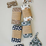 Brown Floral Ribbed Bamboo Head Wrap | Milk & Baby