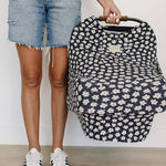 Navy Daisy Ribbed Bamboo Multi-Use Cover | Milk & Baby