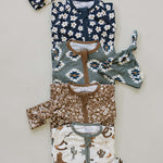 Brown Floral Ribbed Bamboo Zipper | Milk & Baby