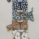 Brown Floral Ribbed Bamboo Zipper | Milk & Baby