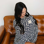 Navy Daisy Ribbed Bamboo Multi-Use Cover | Milk & Baby