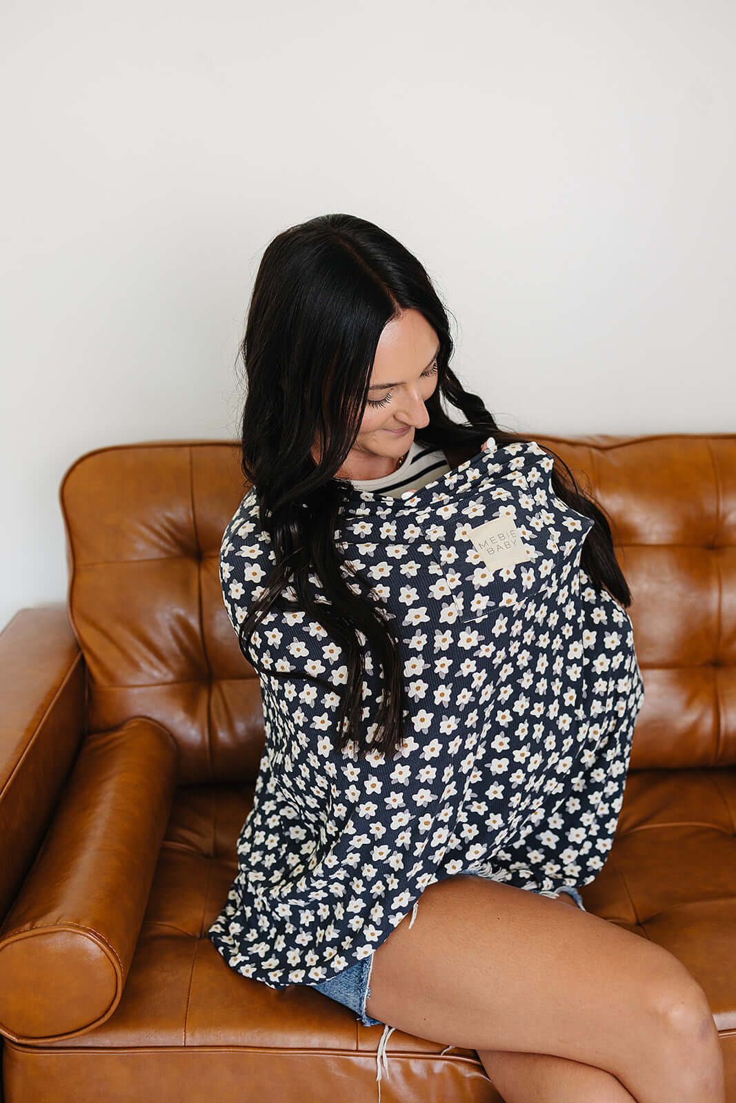 Navy Daisy Ribbed Bamboo Multi-Use Cover | Milk & Baby