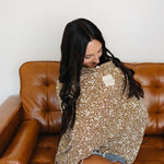 Brown Floral Ribbed Bamboo Multi-Use Cover | Milk & Baby