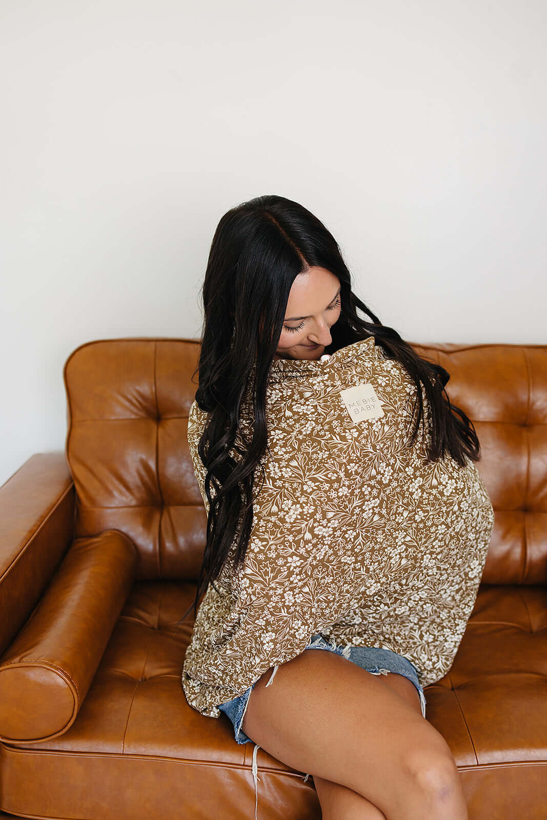 Brown Floral Ribbed Bamboo Multi-Use Cover | Milk & Baby