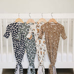 Brown Floral Ribbed Bamboo Knot Gown | Milk & Baby