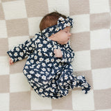 Navy Daisy Ribbed Bamboo Knot Gown | Milk & Baby