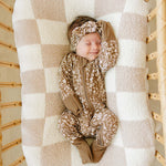 Brown Floral Ribbed Bamboo Zipper | Milk & Baby