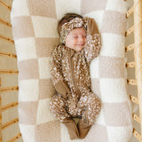 Brown Floral Ribbed Bamboo Zipper | Milk & Baby
